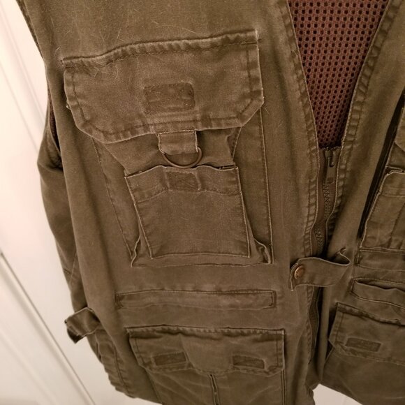 Cabela's Utility Tech Tactical Cargo Outdoor Vest Mens L Cotton Full Zip 56835 - Picture 6 of 9
